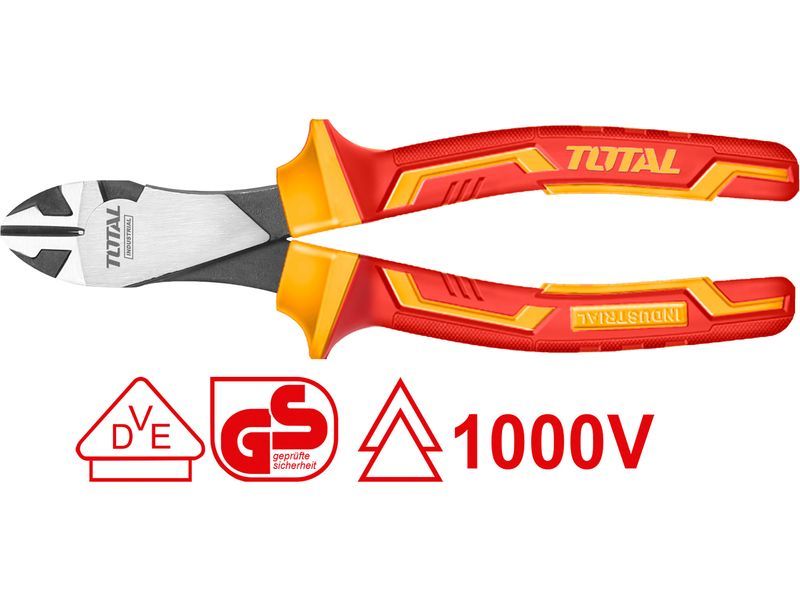 Total Pinza laterale per elettricisti, robusta, 180 mm, industriale Total Pinza laterale per elettricisti, robusta, 180 mm, industriale